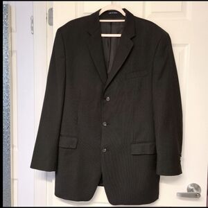 Chaps Sport Coat Mens Black Pinstriped 3-Button Jacket Blazer Wool 44L